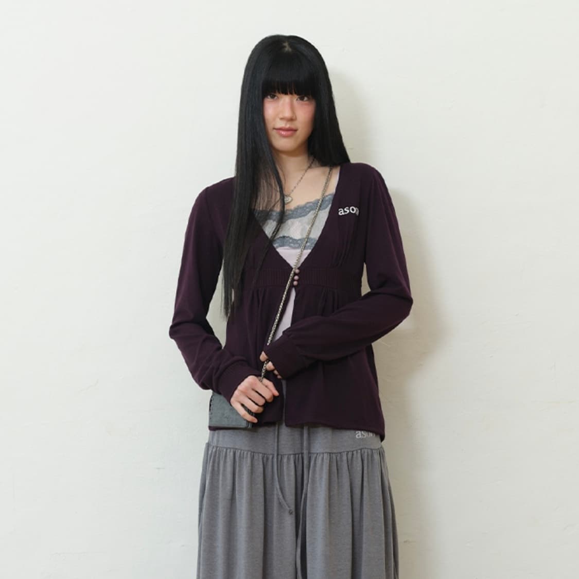 애즈온 헤이즈 가디건 HEIZE Cardigan purple  상품이미지1