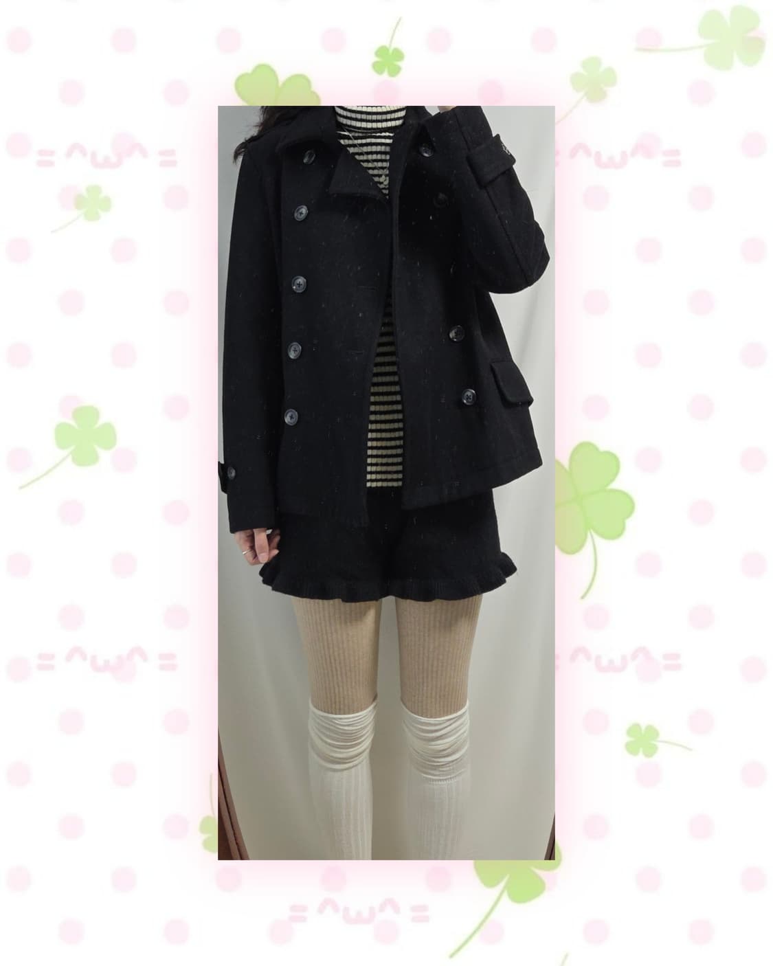 블랙 5더블버튼 울혼방 코트 상품이미지1