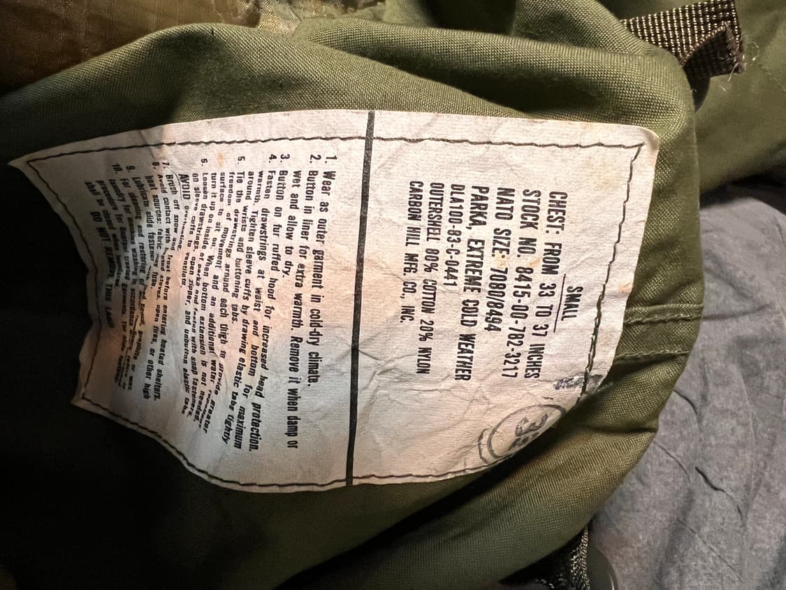 m65 피쉬테일 og 데드스탁 S 사이즈 모자포함 풀구성 카본힐 개파카 상품이미지4