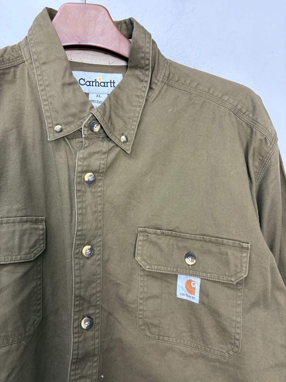 칼하트 카키 버튼다운 워크셔츠 A2763 상품이미지3