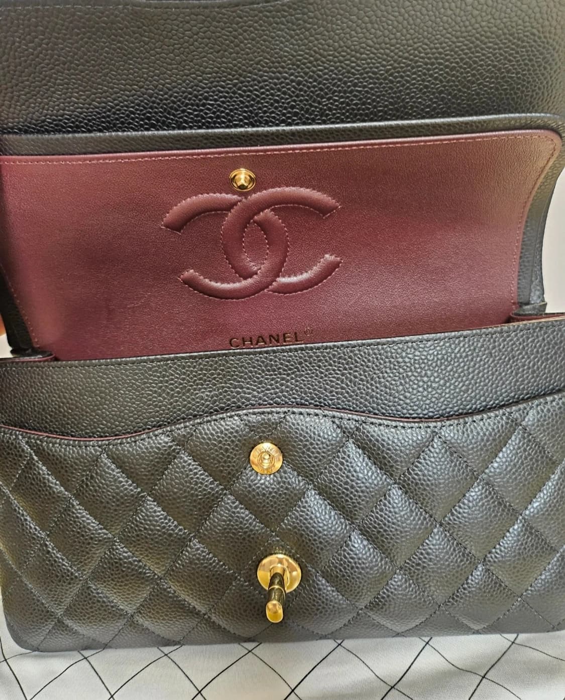 (정품)샤넬 클래식 캐비어 플랩백 캐비어 금장 상품이미지2