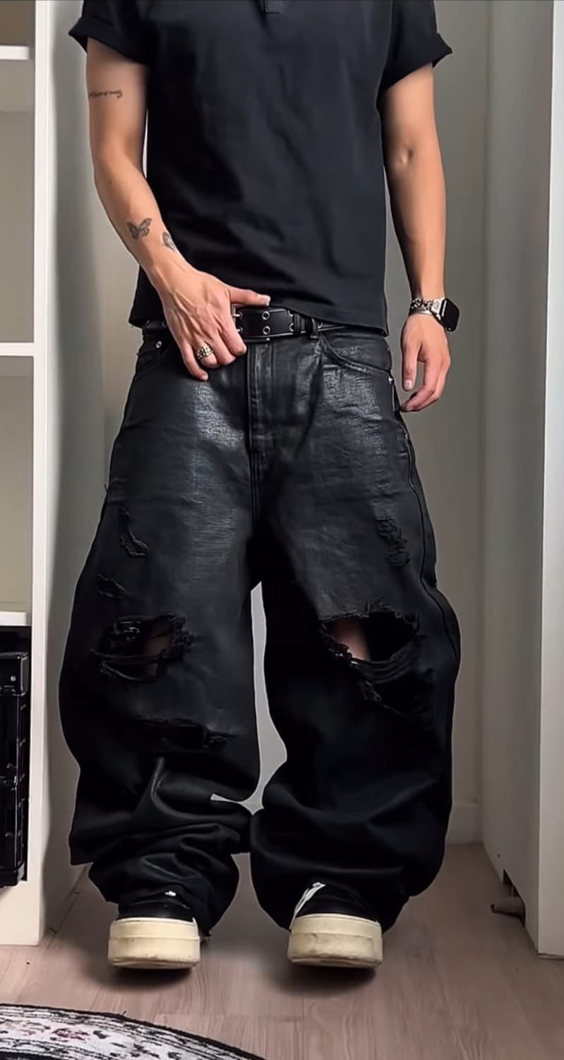 어나더유스 3 레이어드 디스트로이드 진 코티드 블랙 3 상품이미지3