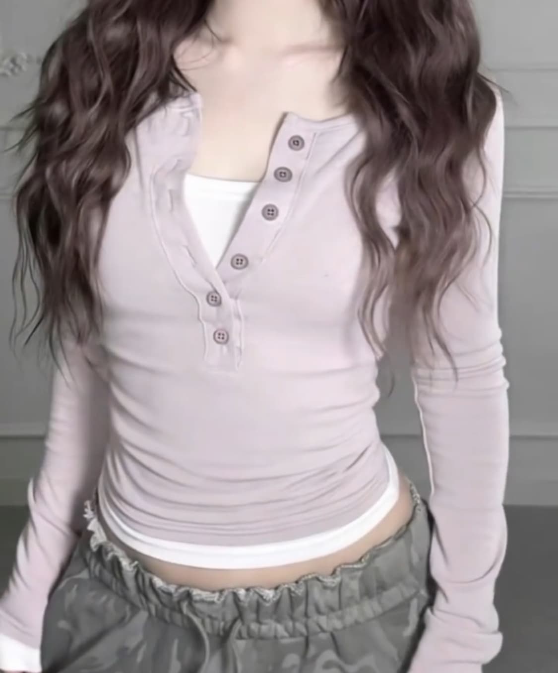 Y2k 연보라 레이어드 티셔츠 새상품 상품이미지1