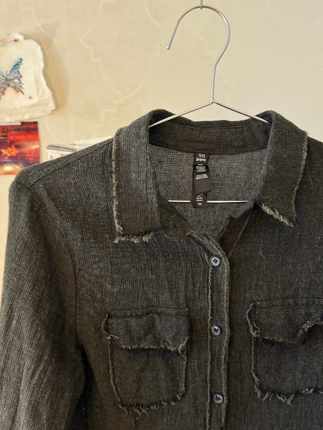 [Shine] Charcoal distressed shirt 상품이미지3