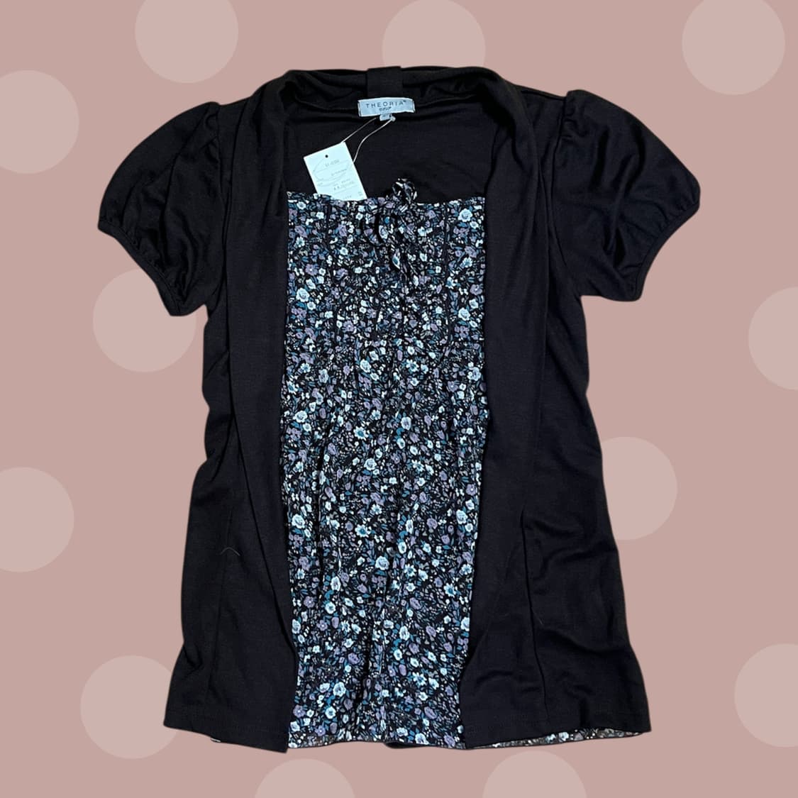 플라워패턴 브라운 퍼프소매 가디건 블라우스 상품이미지3