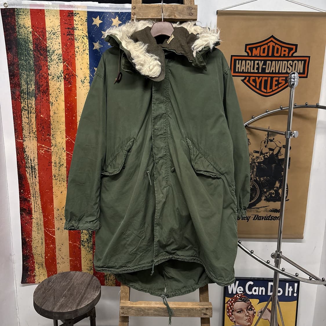 70s 오리지널 밀리터리 M-65 피쉬테일 파카 후드 황금사이즈 N492 상품이미지1
