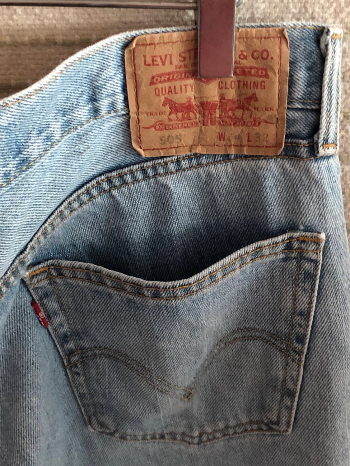 리바이스 빈티지 505 34x32 연청 일자 데님 상품이미지3