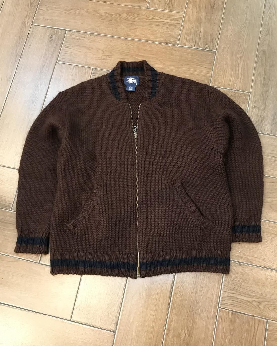 Stussy Brown Cowichan knit Cardigan JK 상품이미지6