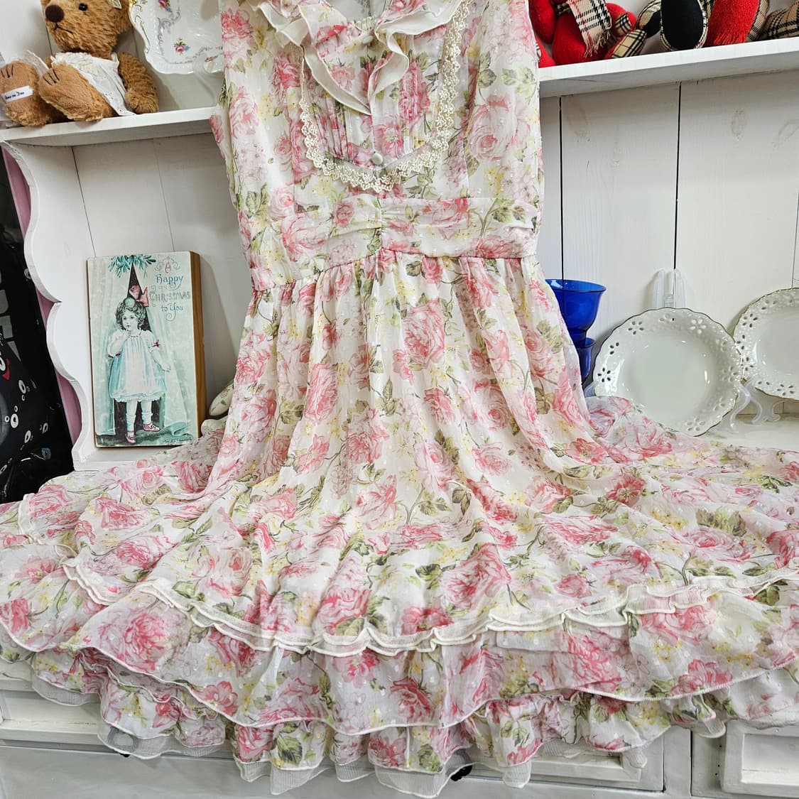 엑시즈팜(axes femme) 로즈 쉬폰 프릴 원피스 상품이미지4