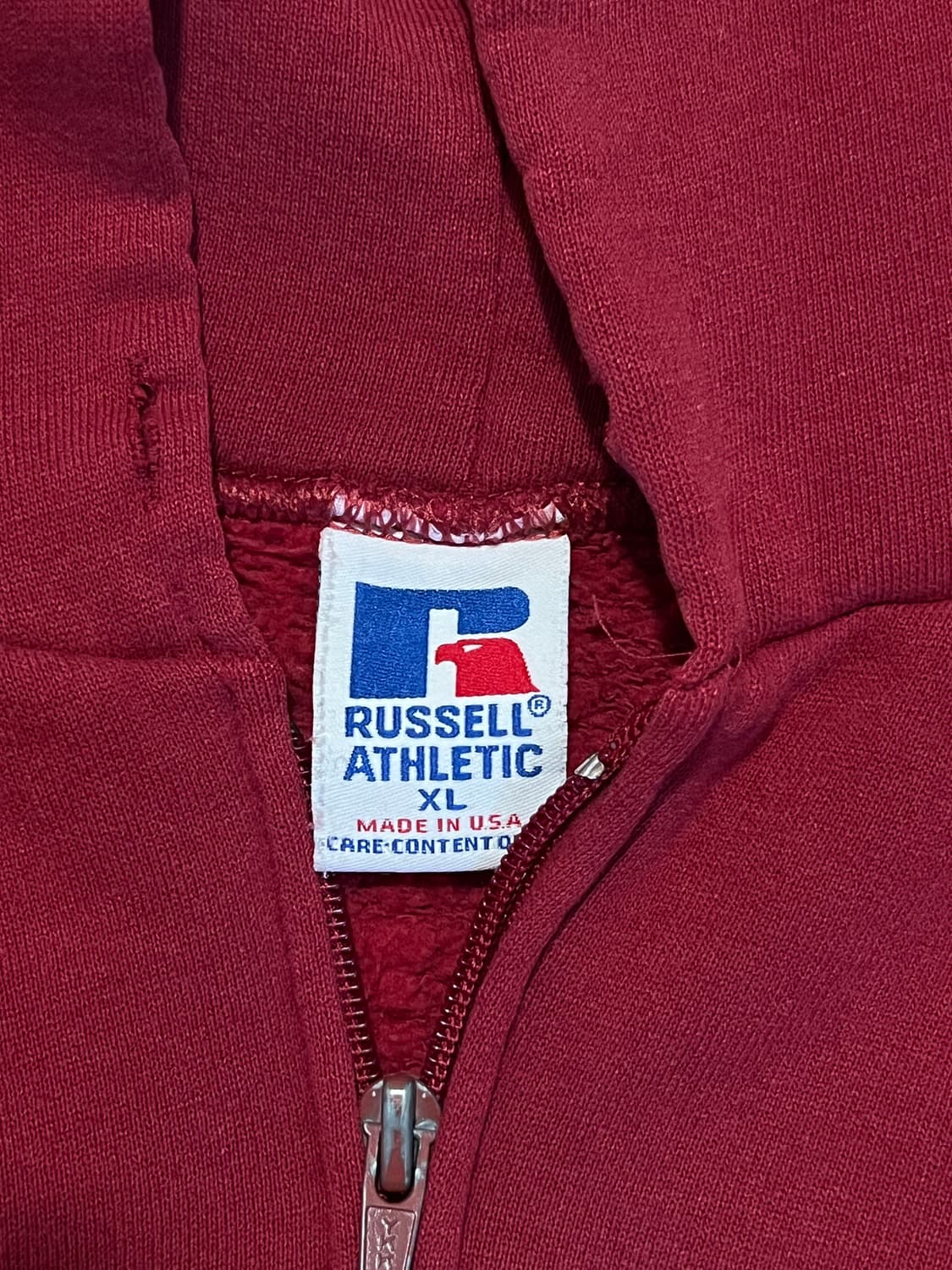 90s U.S.A 러셀 빈티지 후드집업 레드 XL 상품이미지6