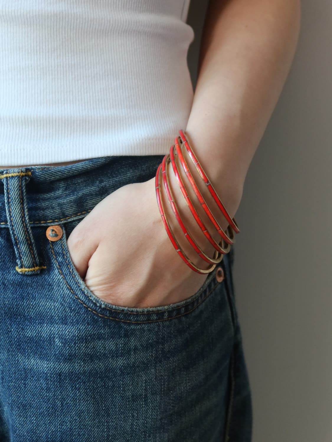 red slim bangle set 상품이미지1