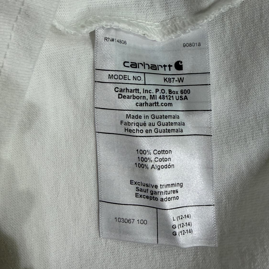 [L] 칼하트 숏슬리브 반팔티셔츠 상품이미지5