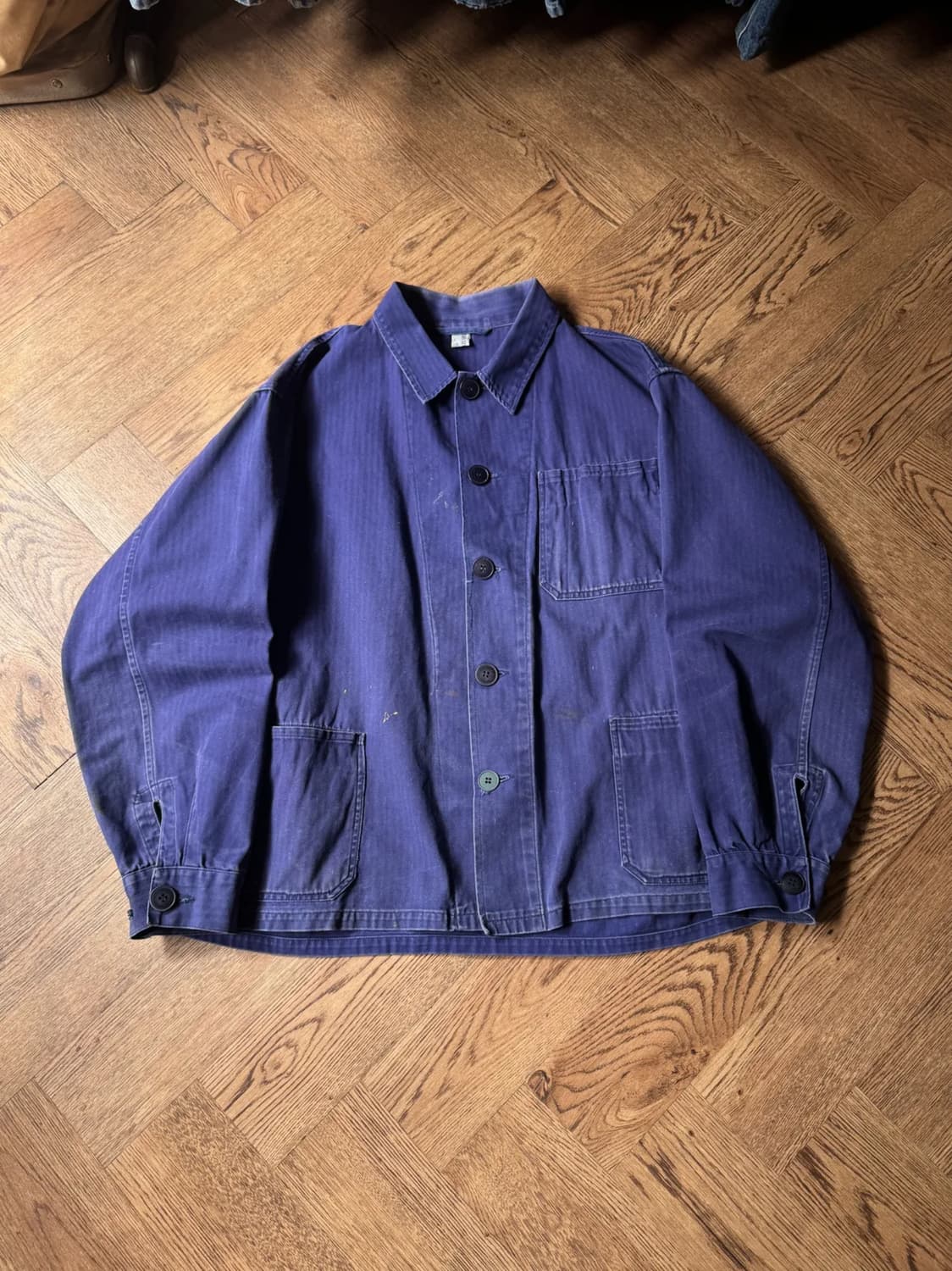 [L]90's 빈티지 워싱 헤링본 트윌 프렌치 워크자켓 상품이미지1