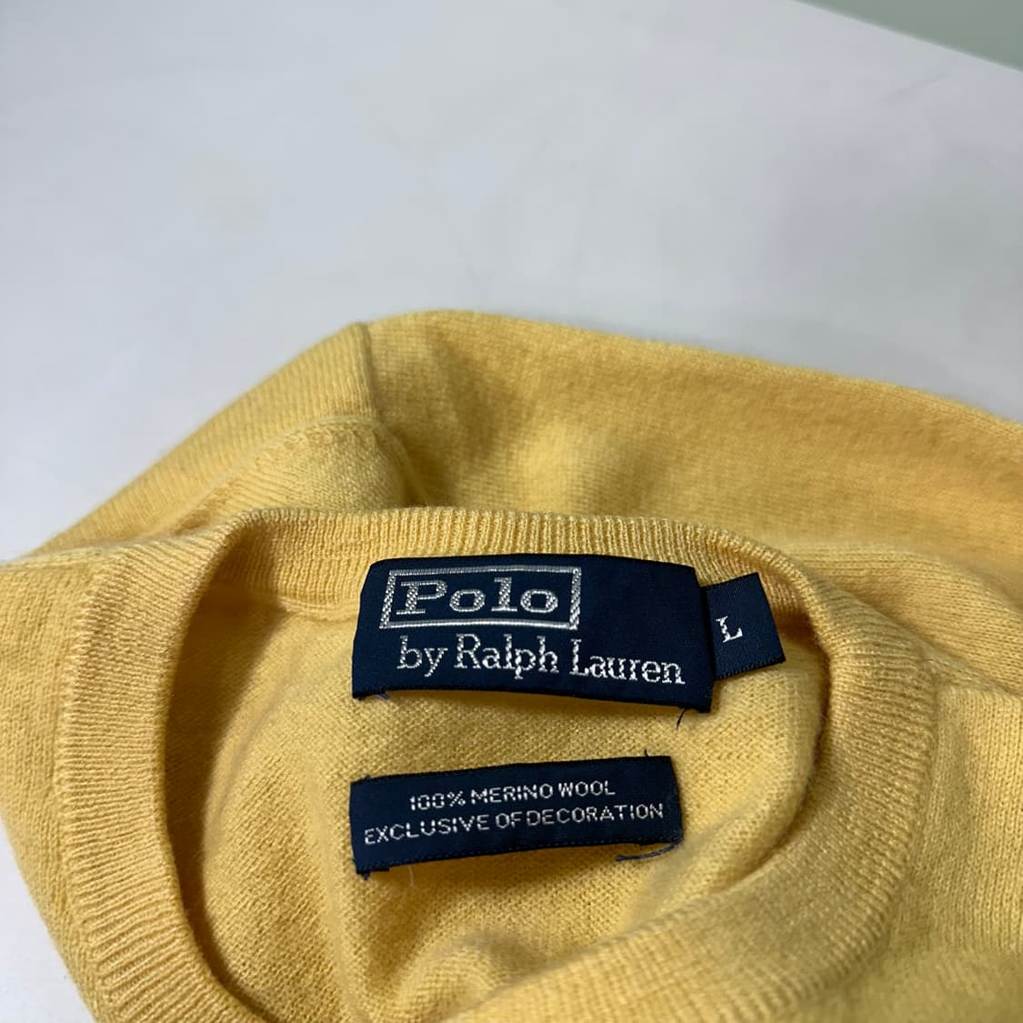 L 폴로 랄프로렌 옐로우 메리노울100% 크루넥니트 상품이미지3