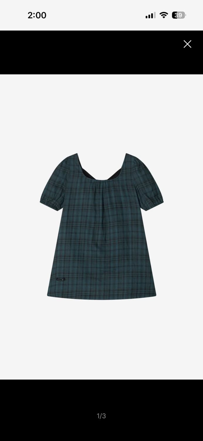 콜로신스 Black Tie Blouse Teal Check 체크 블라우스 상품이미지1