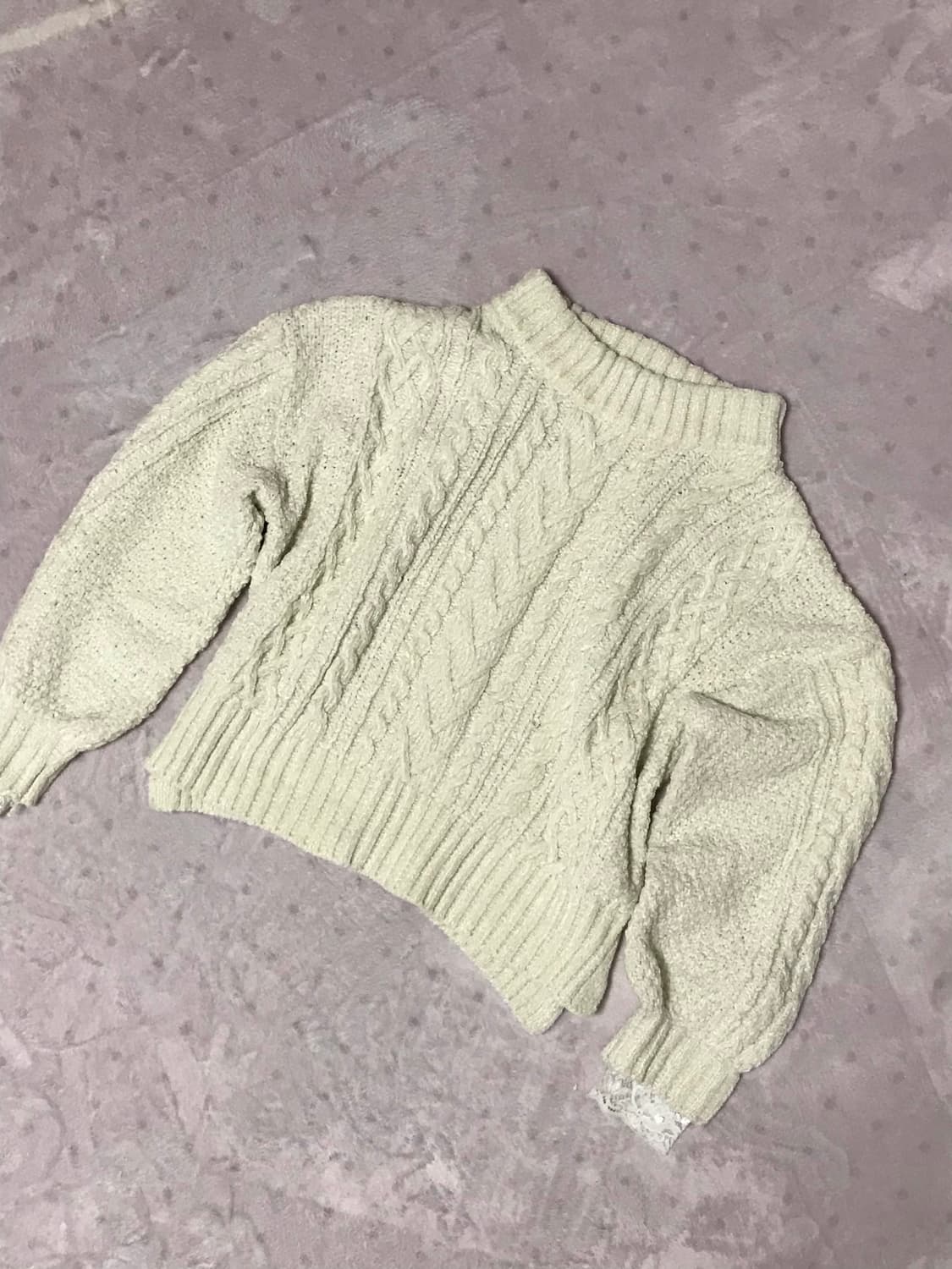 엑시즈팜 꽈배기 레이스 니트  상품이미지1