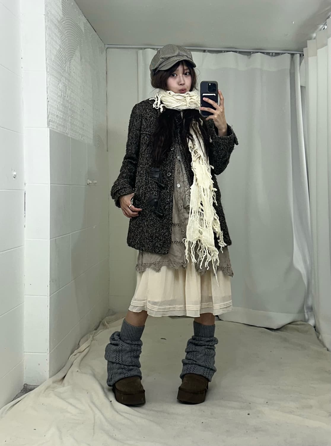 브라운베이지 그런지 하구미 겨울 코디세트 상품이미지1