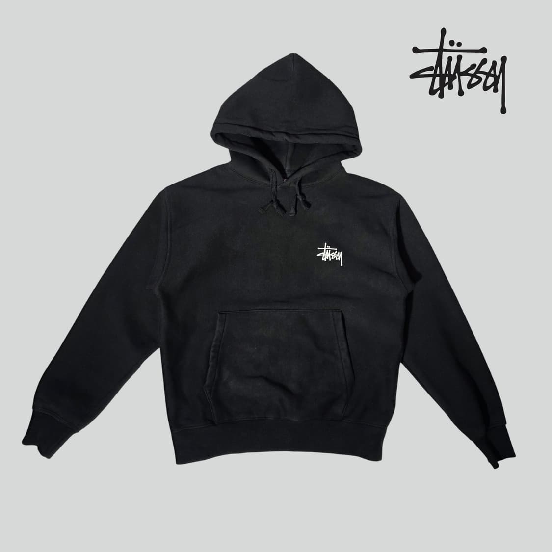 [S]스투시 베이직 로고 블랙 후드 상품이미지1