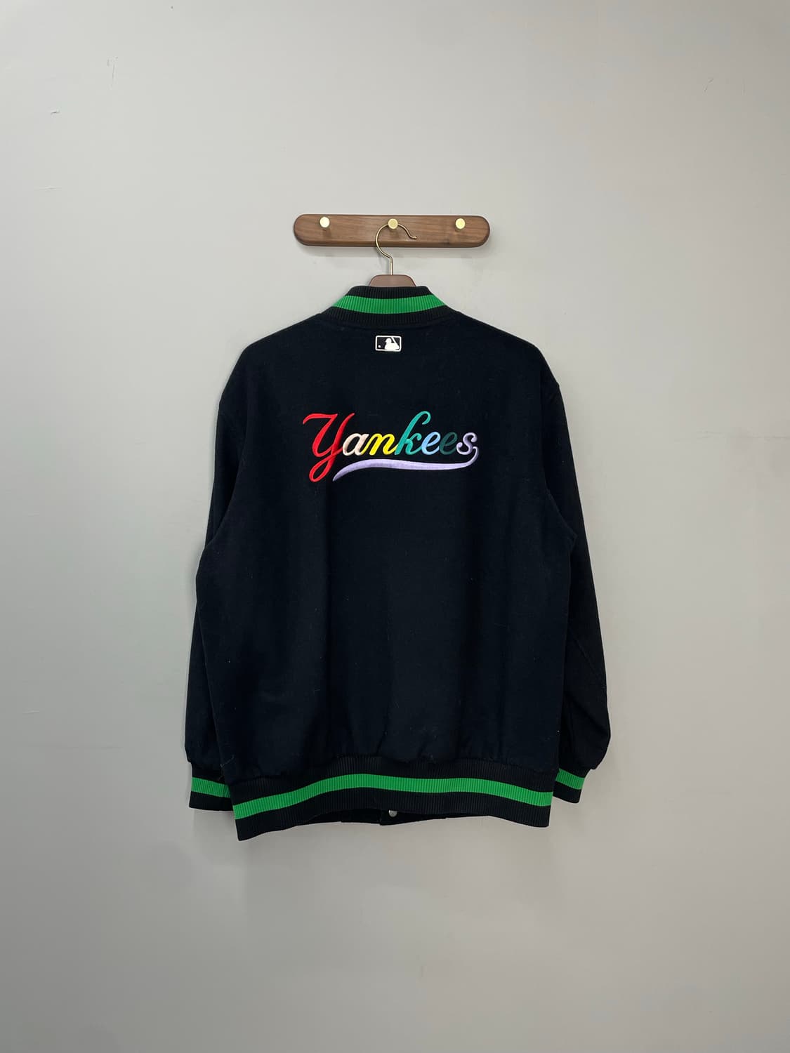 MLB 레인보우 로고 울 솔리드 바시티 자켓 H1272 상품이미지5