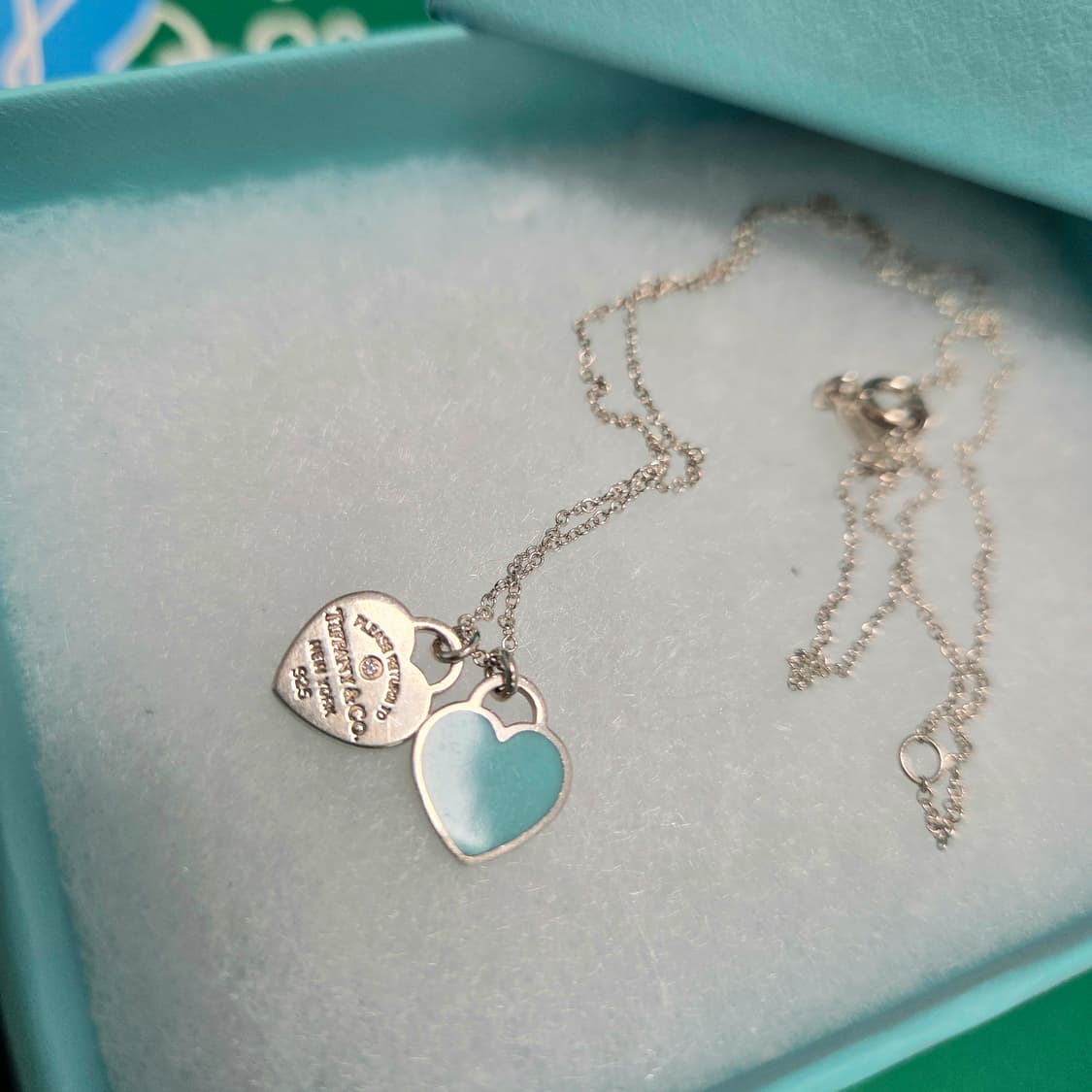 TIFFANY&Co. 티파니앤코 정품 매장71만원 다이아 더블하트 목걸이 상품이미지2
