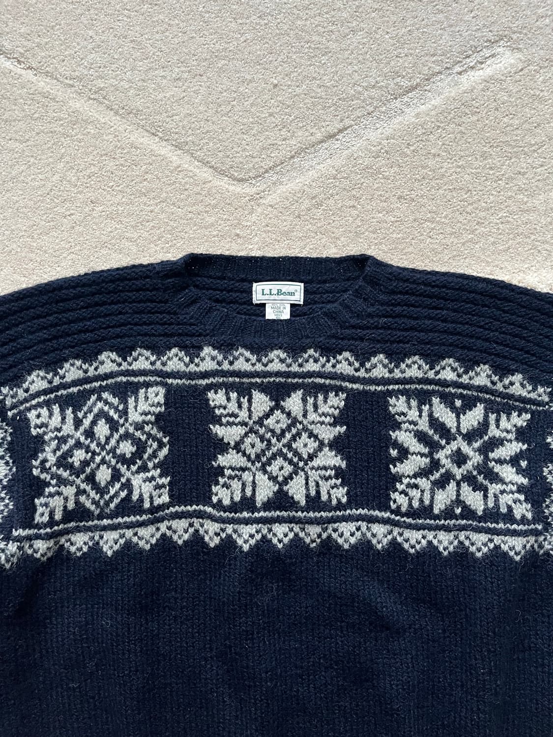 90s 엘엘빈 노르딕 스노우플레이크 100% 울 니트 스웨터 (105) 상품이미지5