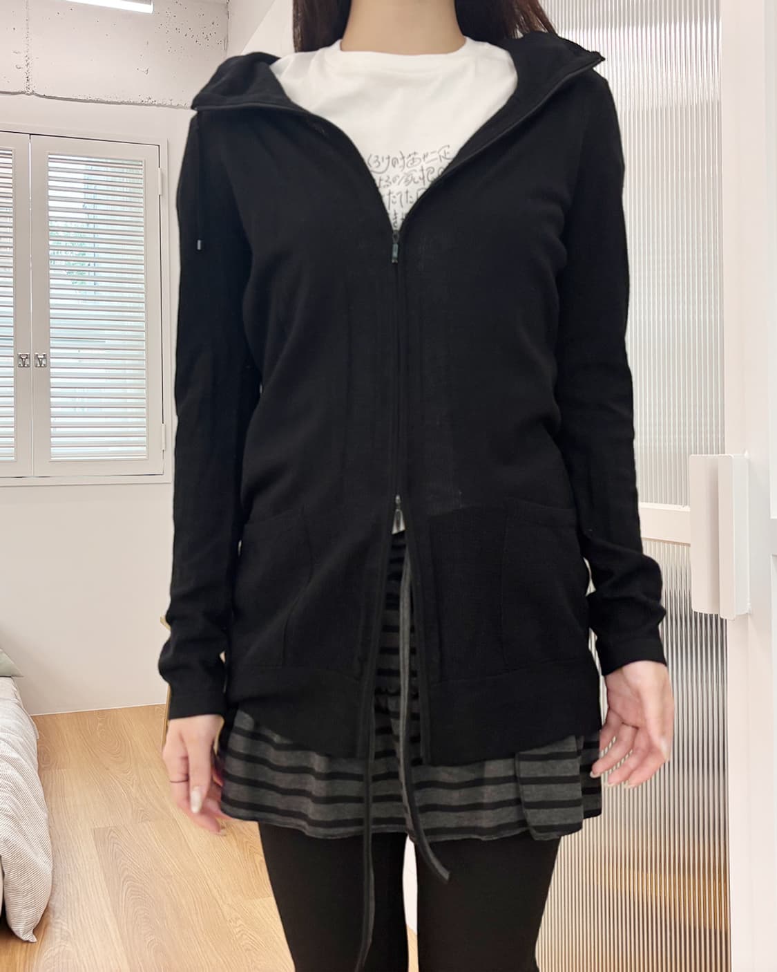 harajuku black knit half neck zip-up 상품이미지1