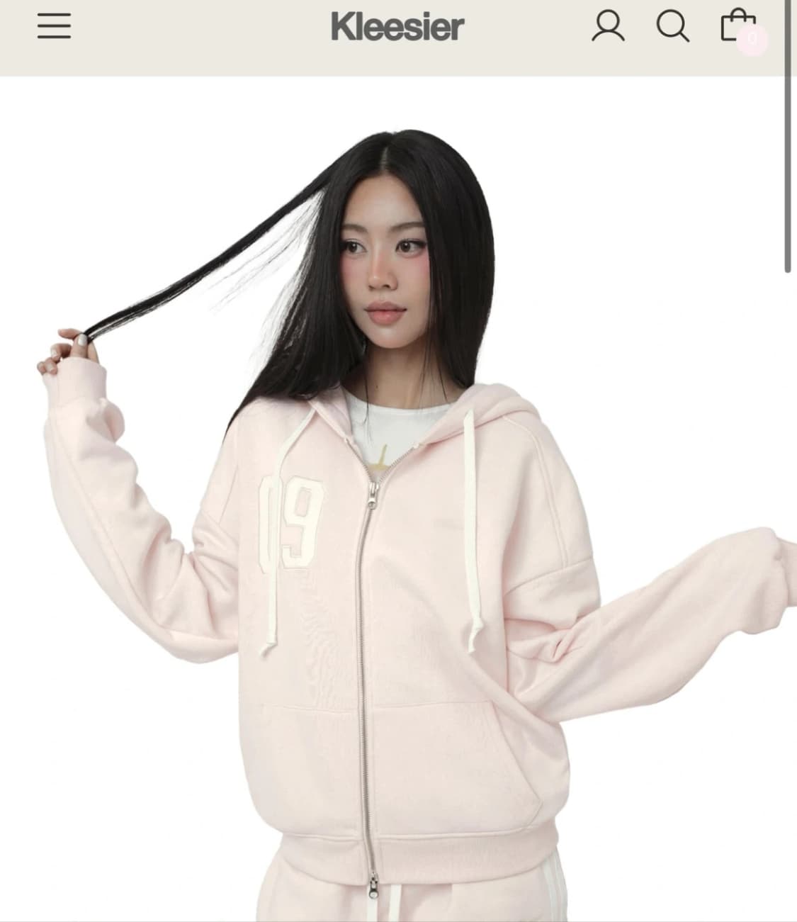 클리시어 09 넘버링 후드집업 핑크 상품이미지1