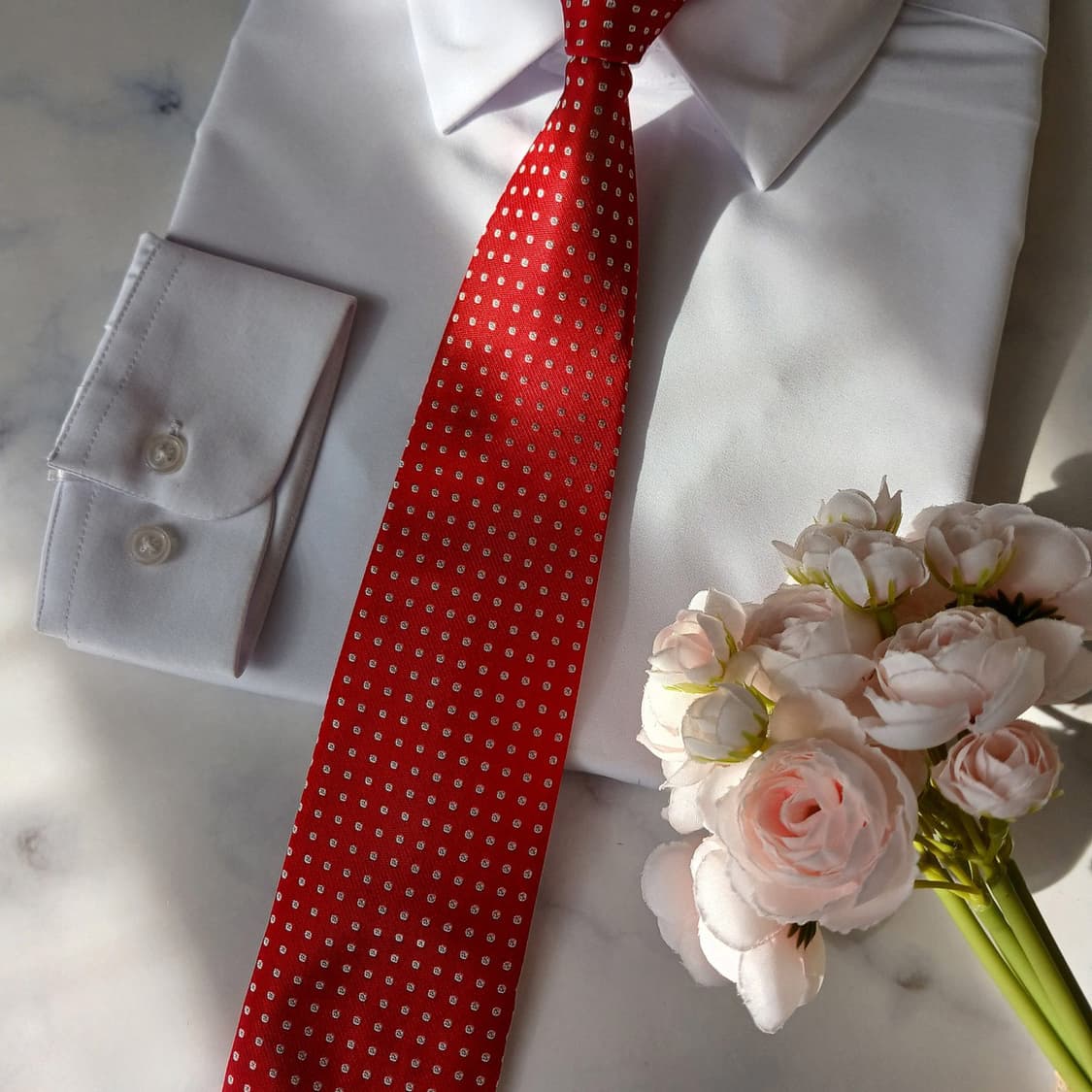 DAKS 닥스 실크 레드 도트 패턴 넥타이 8cm A+등급 A19868 상품이미지6