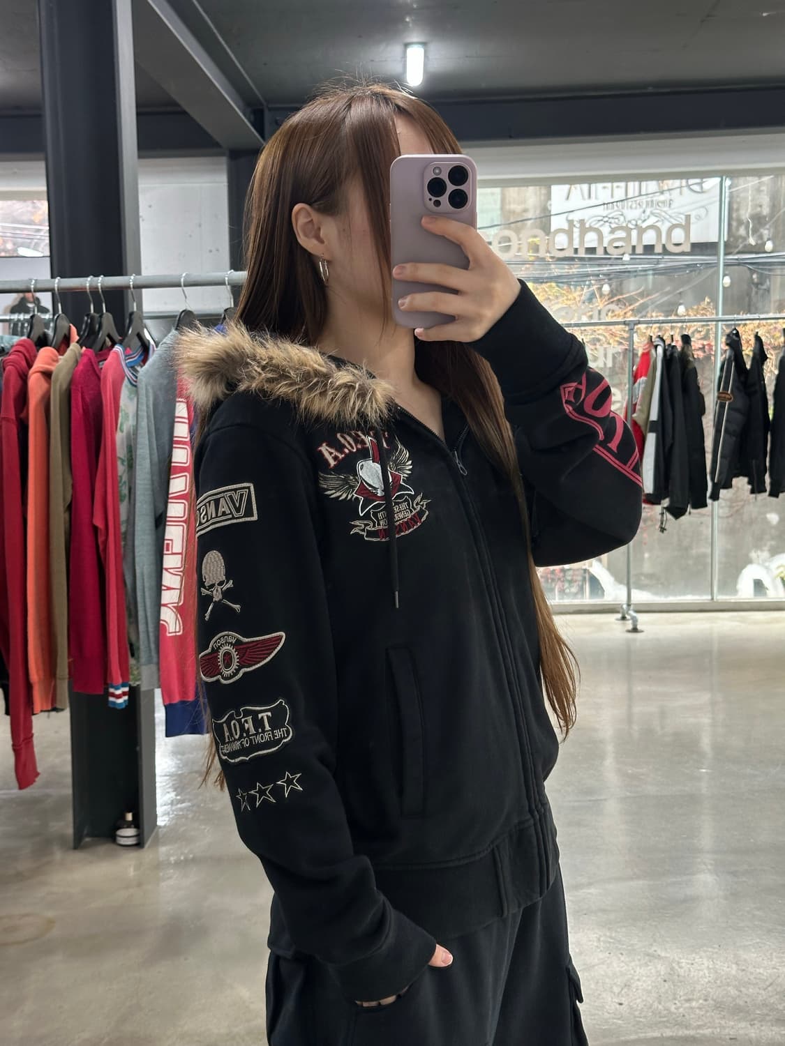 벤슨 x T.F.O.A 윙버니 넥워머 울프죠 코튼 후드자켓 상품이미지3