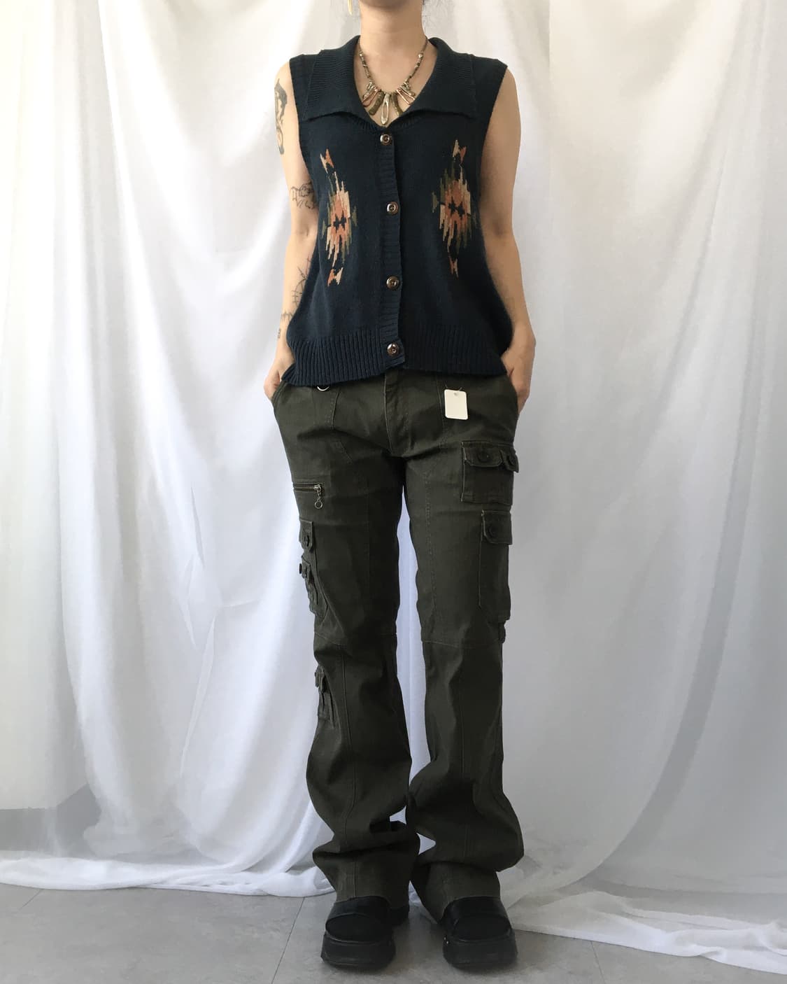 Navaho pattern knit vest 상품이미지4