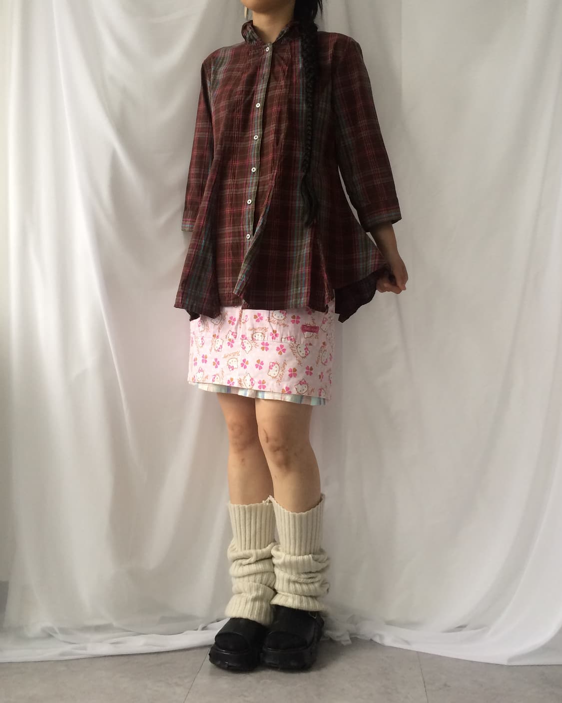 Check pattern high neck jacket 상품이미지5