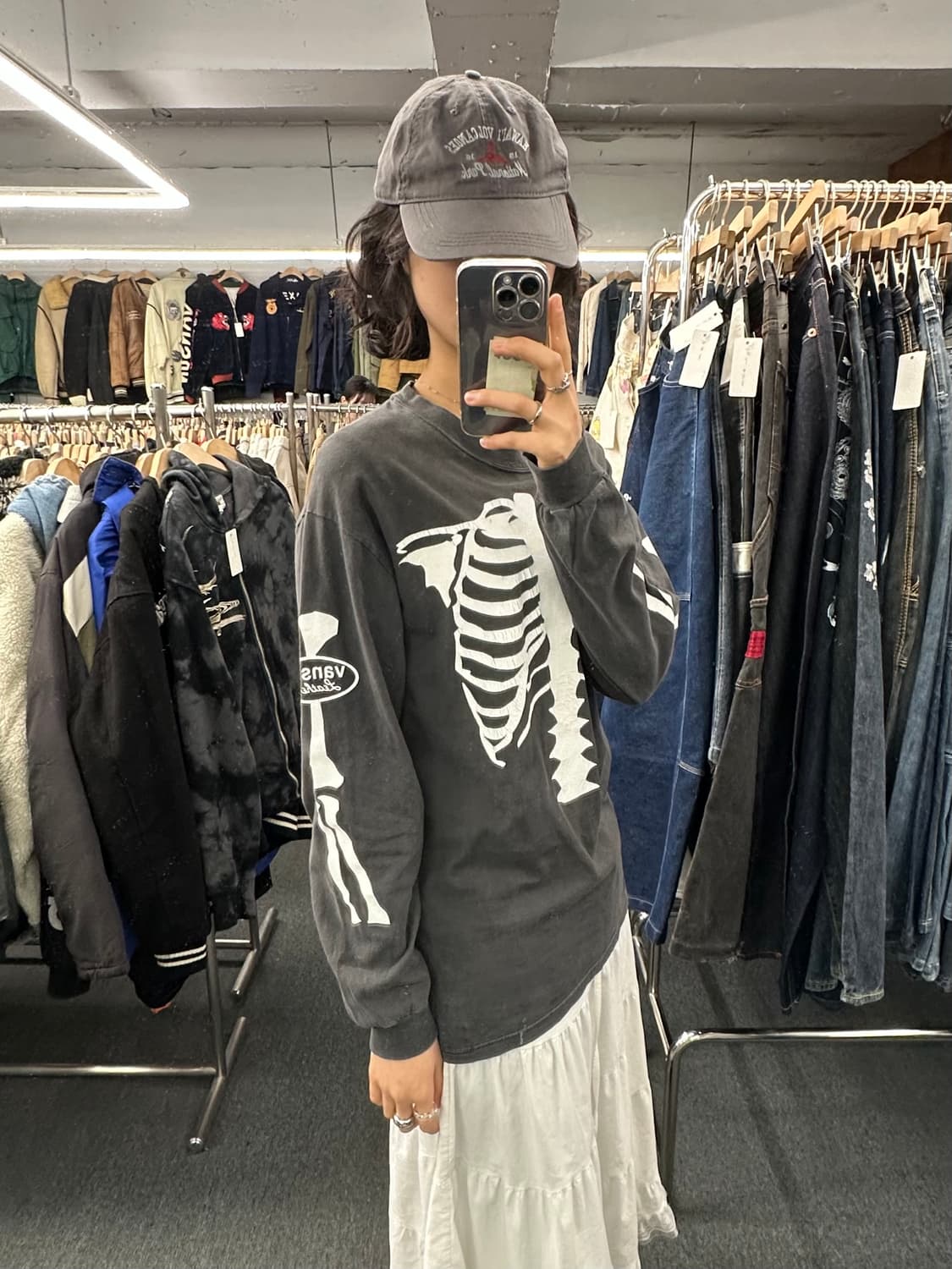 M)Vanson 빈티지 x-ray 피그먼트 롱슬리브 상품이미지1