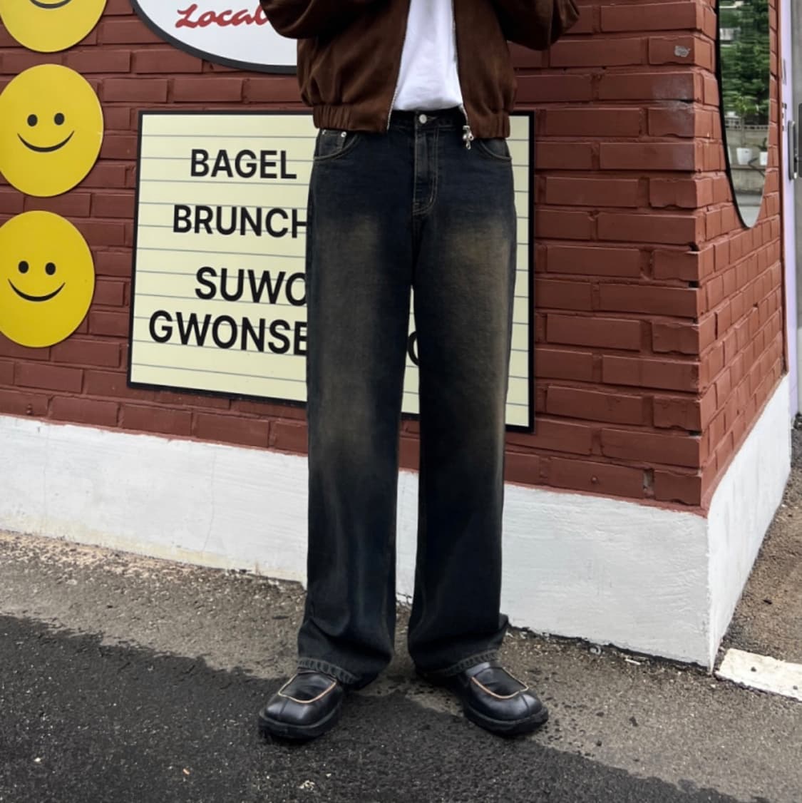 Wn 116 Black Brown Wide Denim Pants 상품이미지1