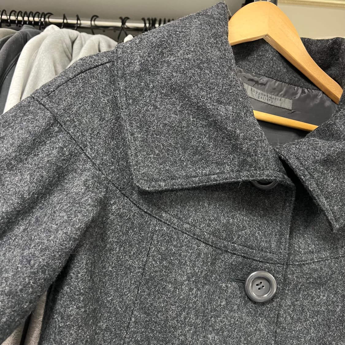 모리걸 갸루 데일리 빈티지 차콜 케이프숏 울코트 상품이미지4