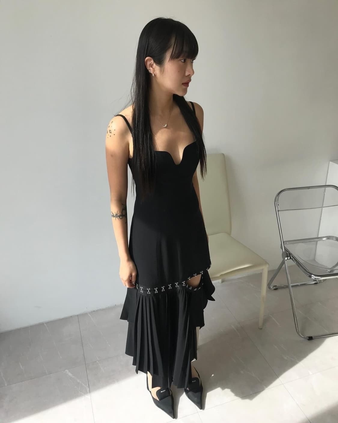 RokhxH&M 레이어드 스커트 어시메트릭 드레스 상품이미지3