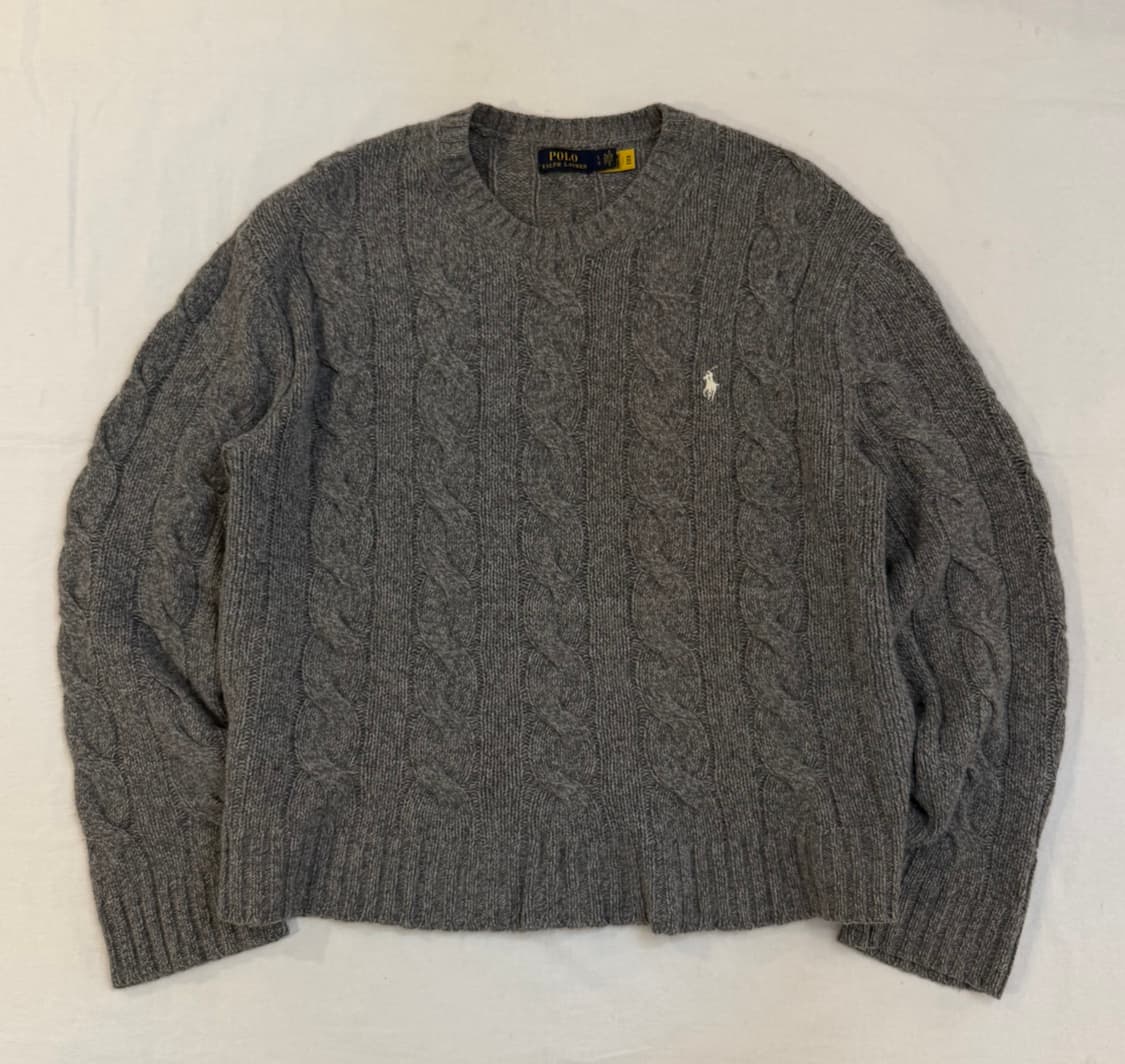 폴로 랄프로렌 울 캐시미어 케이블 니트 그레이 상품이미지1