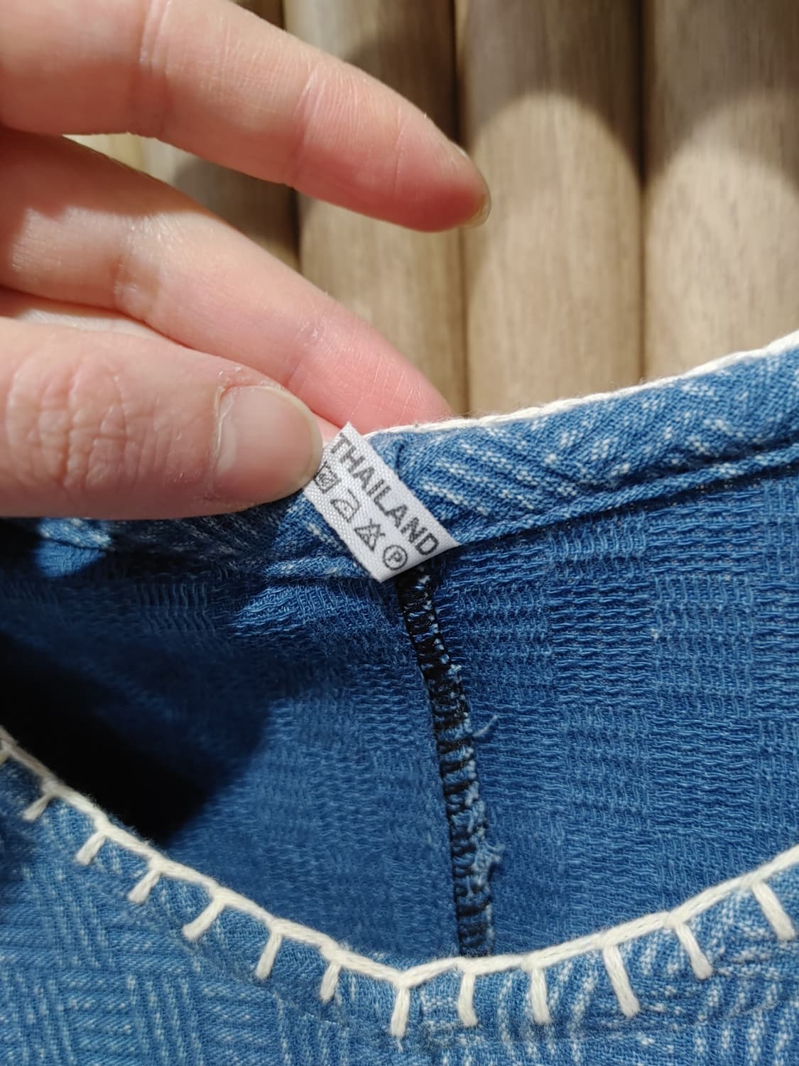 무배) 태국 핸드메이드 꽃 자수 코튼 원피스 - M 상품이미지4