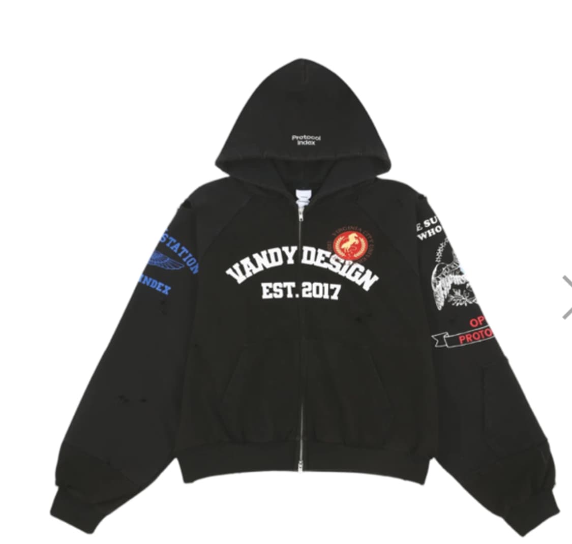 [3] 프로토콜 인덱스 x 반디 더 핑크 리컨스트럭티드 집 후드 블랙 상품이미지1