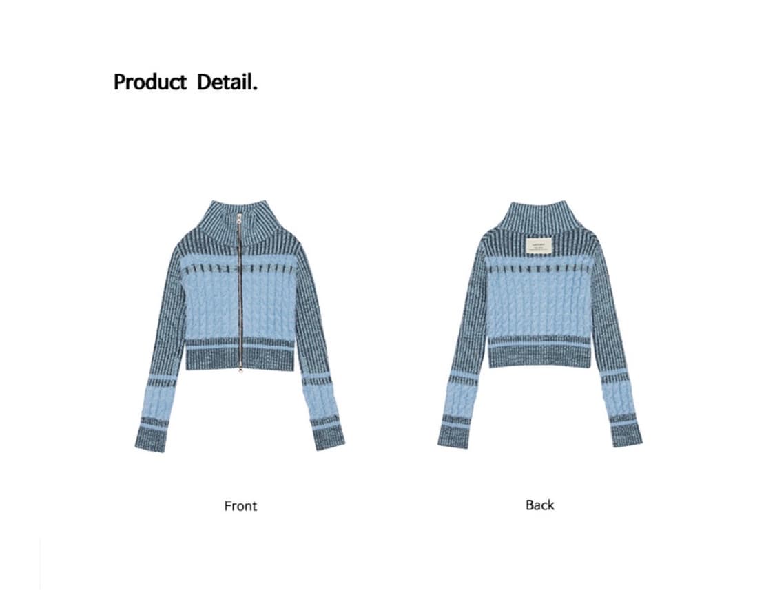 라티젠) 컬러블럭 니트 집업 상품이미지6