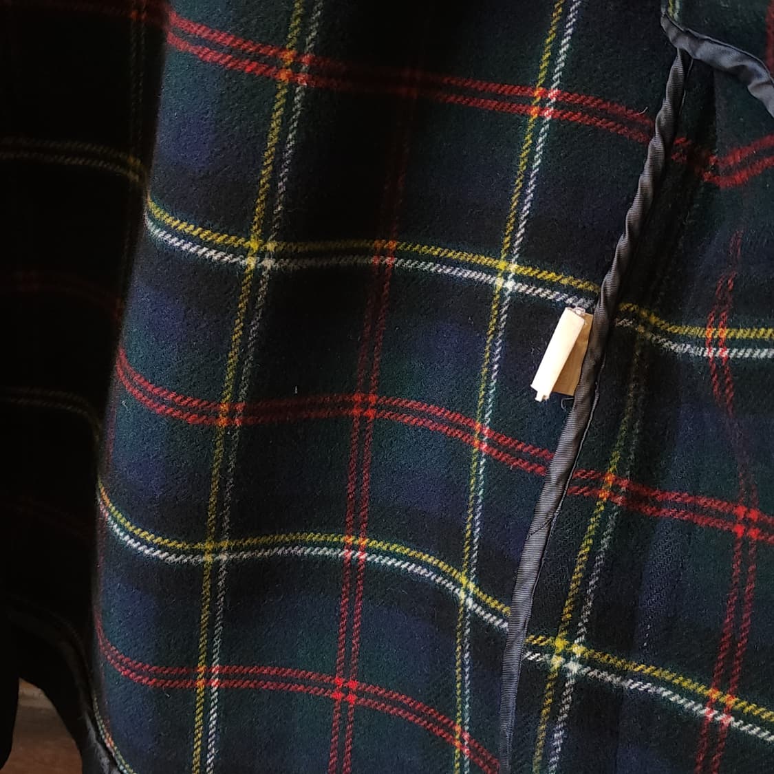 90s 잉글랜드 더플코트 플레드 체크 헤비울 빈티지 코트 블랙 50 상품이미지6