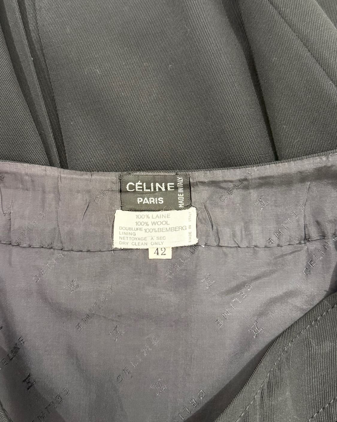 셀린느 블랙 금장 로고 울 미디스커트 상품이미지7