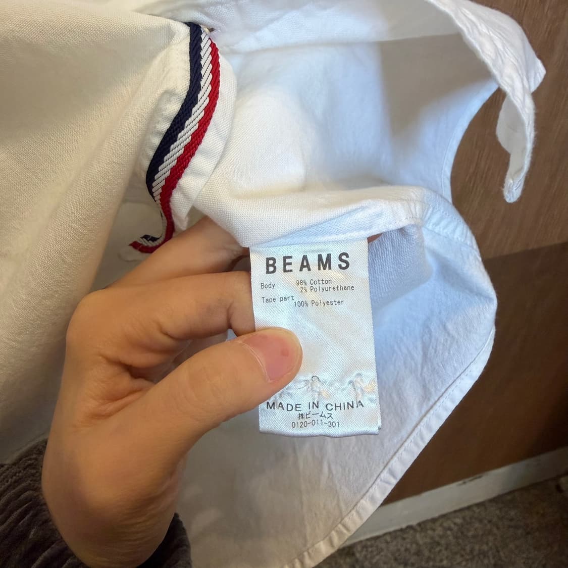 빔즈 코튼 반팔 셔츠 사이드 싱글 포켓 무지 디테일 슬림핏 화이트 상품이미지6