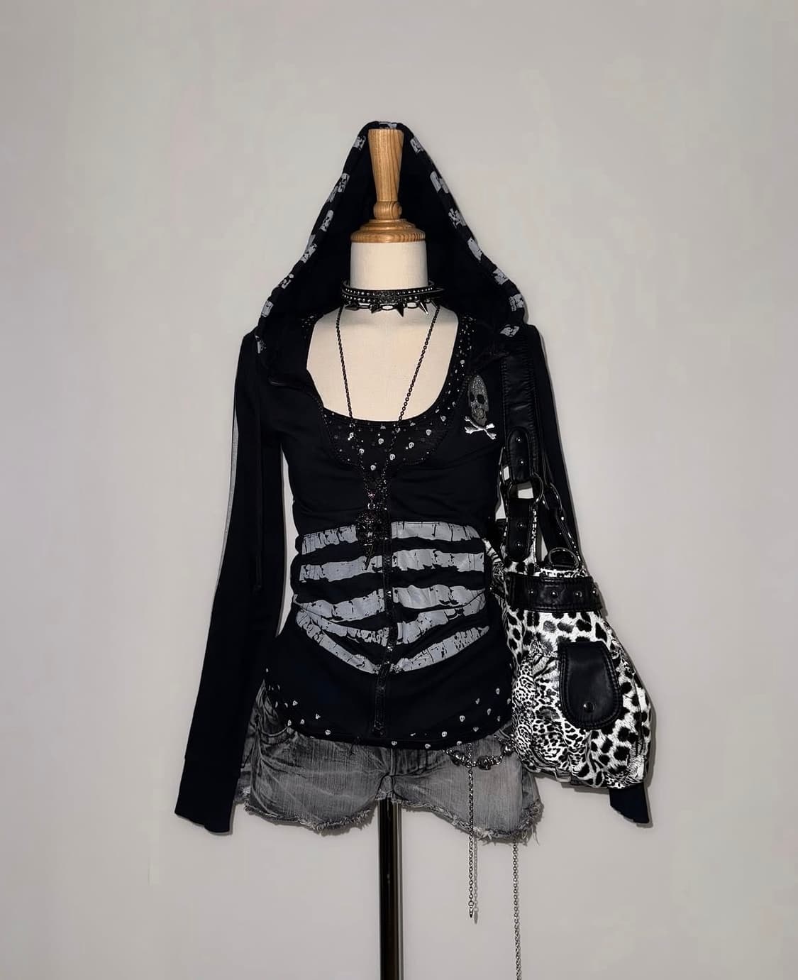M.K.R striped skull hood zipup 상품이미지4
