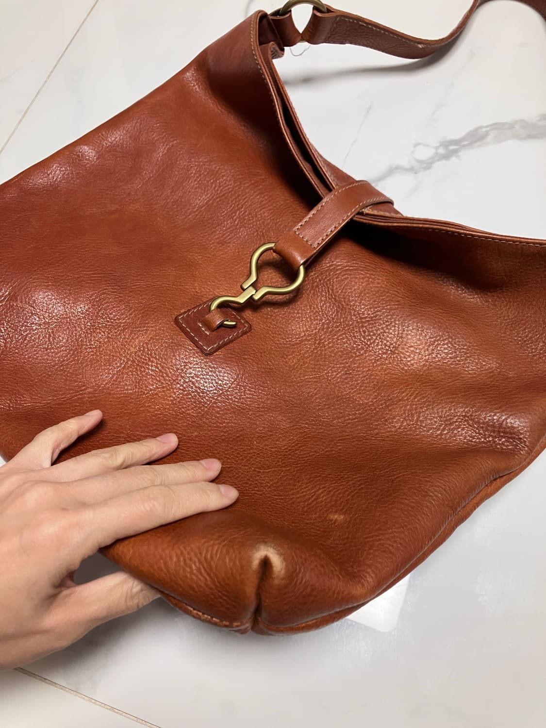 랄프로렌 빈티지 가죽 숄더백 후크 브라운 상품이미지3