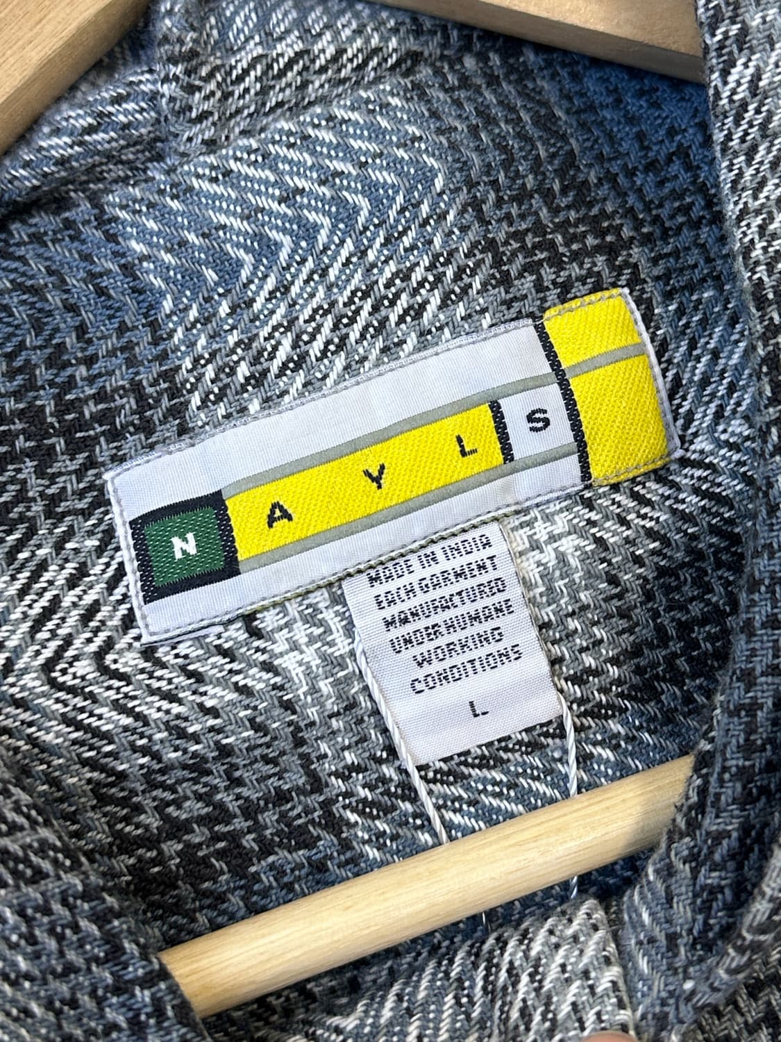 나일스 인디아 메이드 타탄 체크 후드 셔츠 상품이미지5