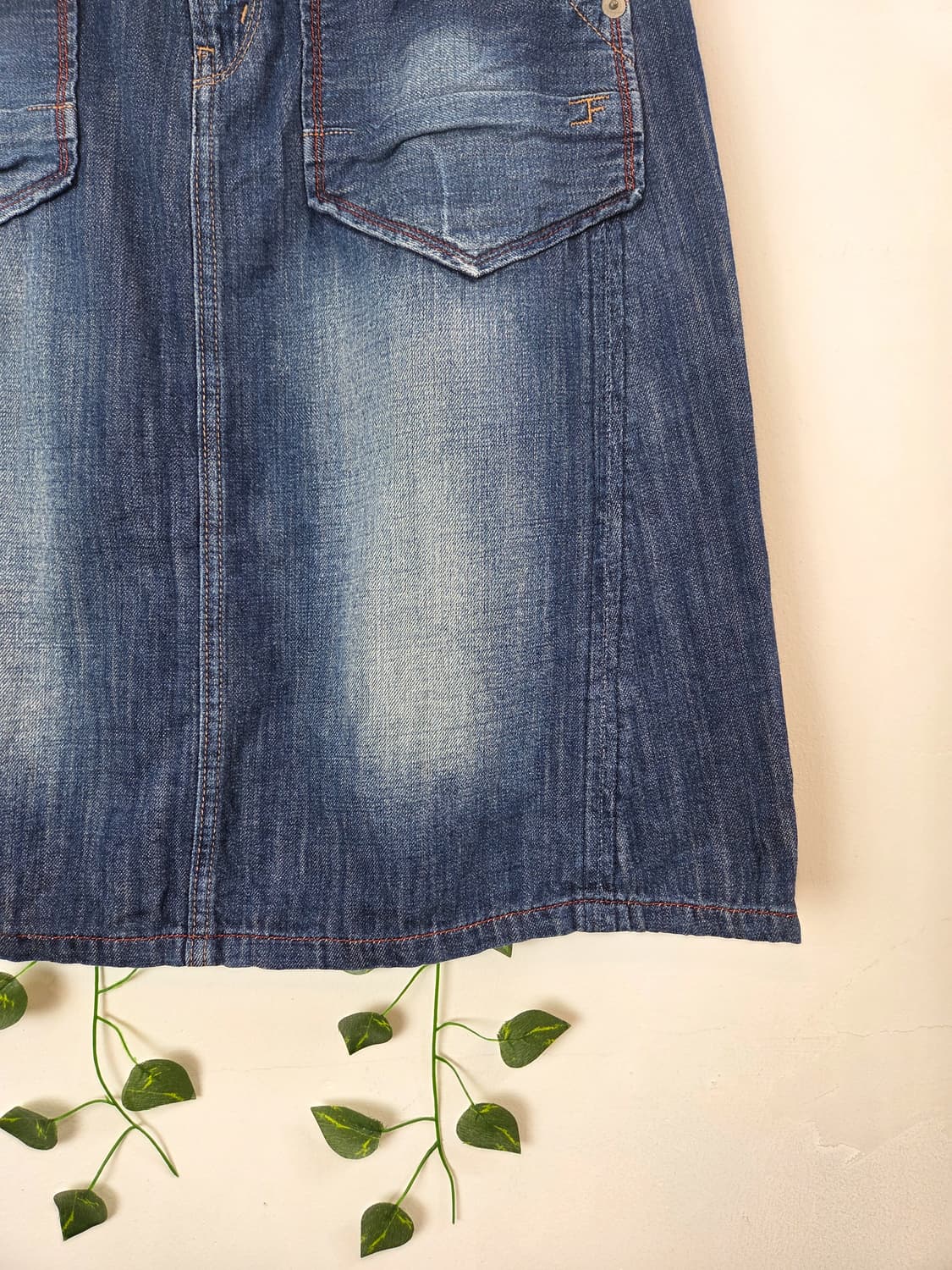 너드 데님 미디 스커트 상품이미지3