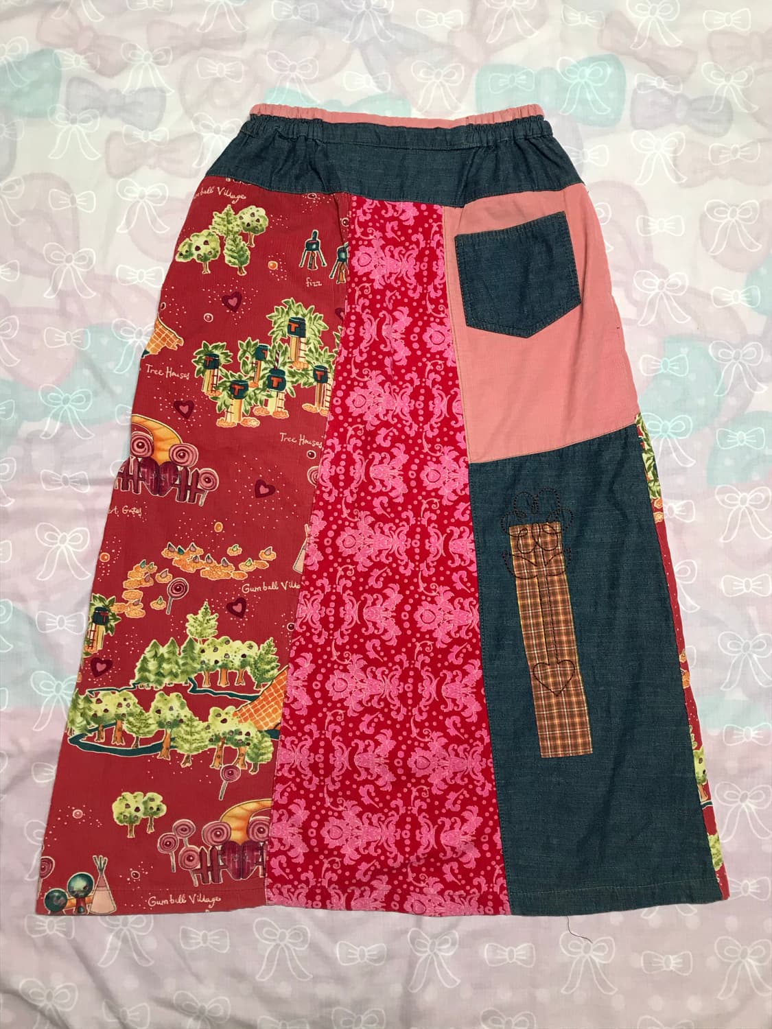 패치워크 데님 하구미 치마 모리 할모리 상품이미지2