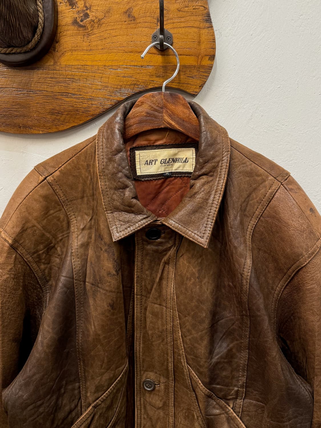 L) 90s Sheepskin Leather Bomber Jacket 상품이미지4