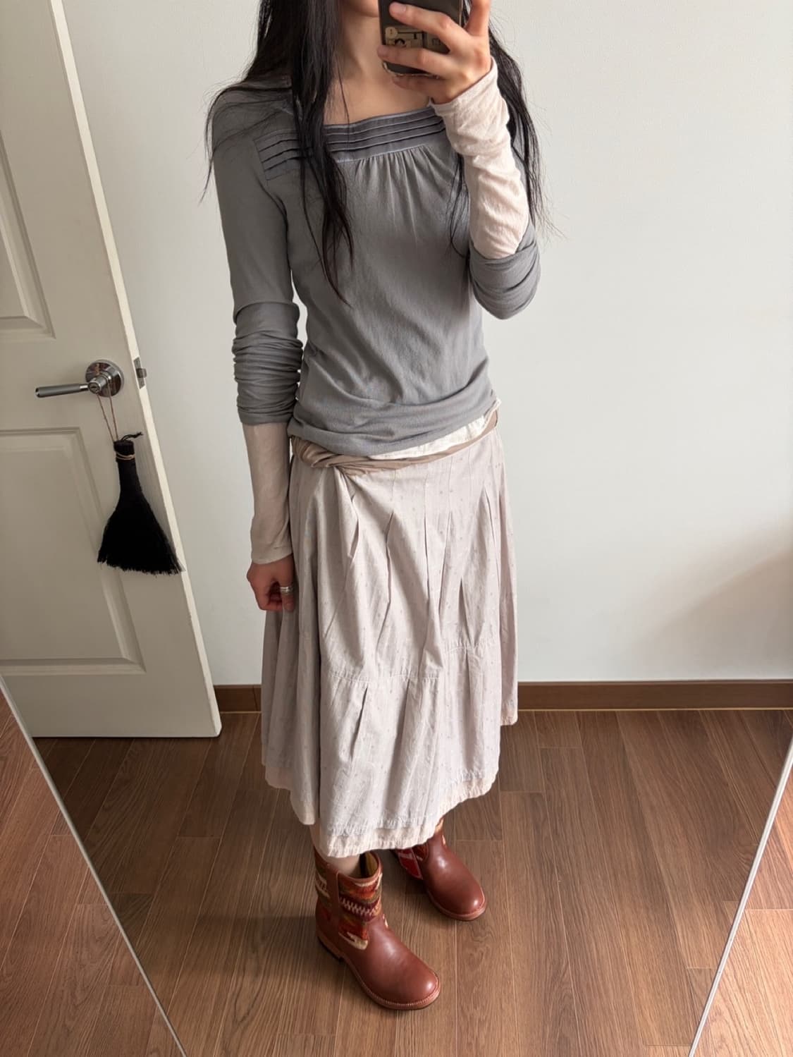 square neck long sleeve top 상품이미지3