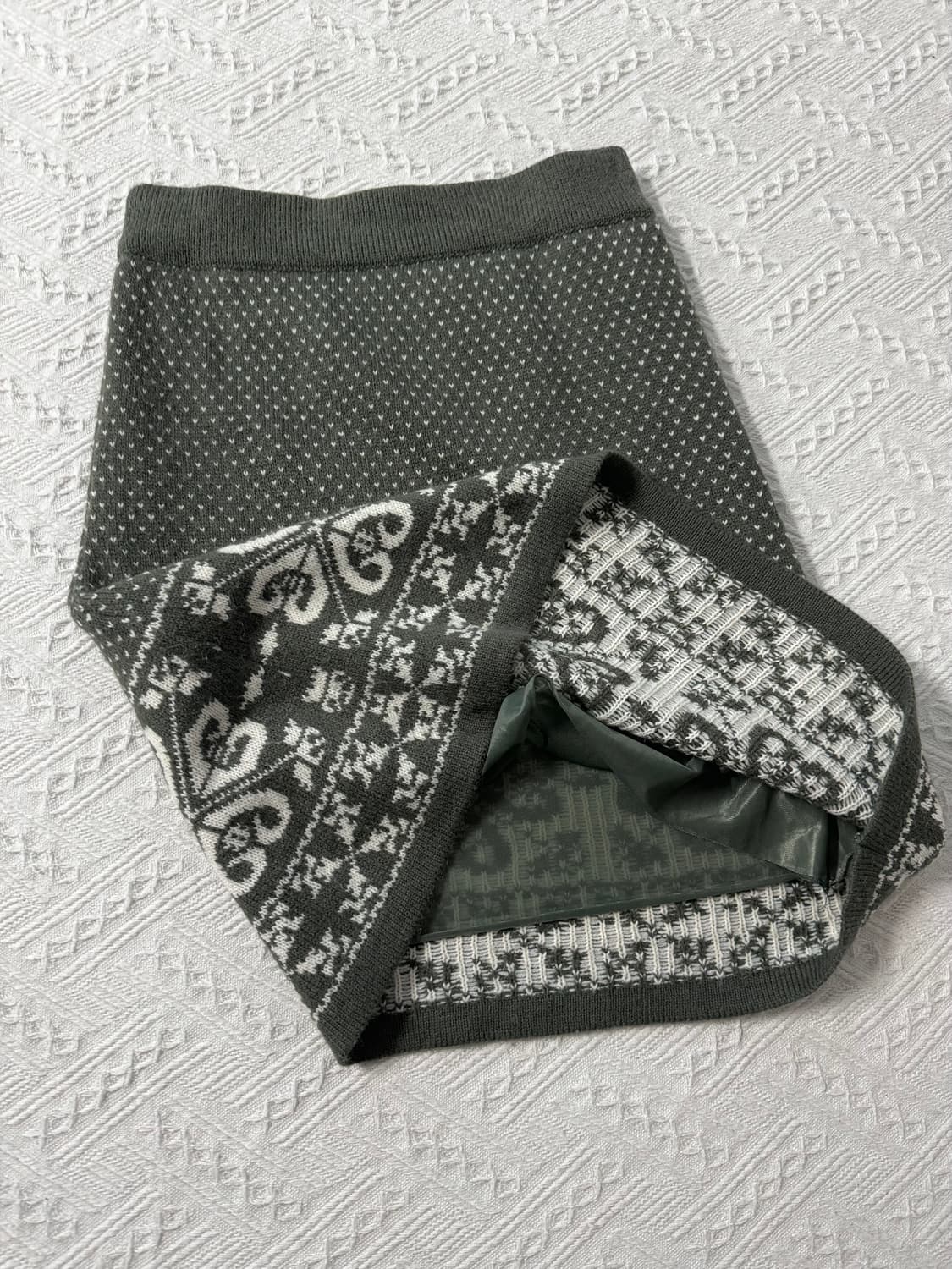 울 블렌디드 스노우 플레이크 패턴 니트 스커트 상품이미지7